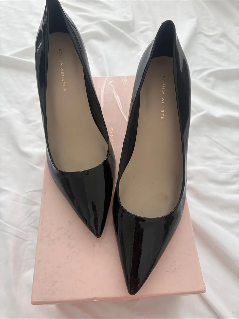 Sophia Webster Black Patent Pointed Toe Flats